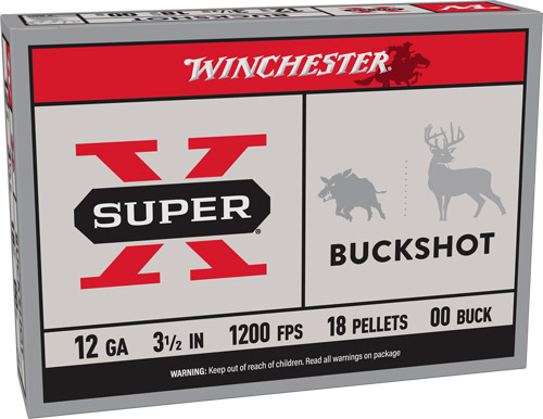 WINCHESTER SUPER-X 12GA 3.5" - 00 BUCK 18 PELLETS 5RD 50BX/CS