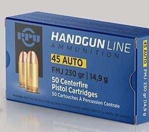 PPU Handgun Ammunition .45 ACP 230 gr FMJ 836 fps 50/ct