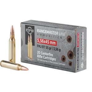 PPU Rangemaster Handgun Ammunition 5.56X45 NATO 55 gr FMJBT 3240 fps 20/ct