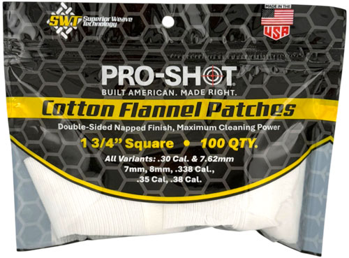 PRO SHOT CLEANING PATCH COTTON - FLANNEL .270-.38 1 3/4" 100ct