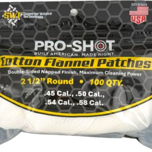 PRO SHOT CLEANING PATCH COTTON - FLANNEL .45-.58 2 1/2" 100CT
