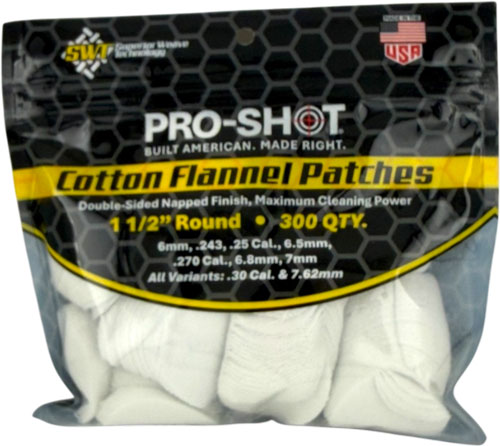 PRO SHOT CLEANING PATCH COTTON - FLANNEL 6MM-.30 1 1/2" 300CT
