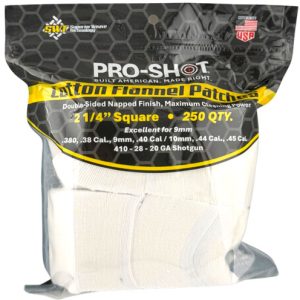 PRO SHOT CLEANING PATCH COTTON - FLANNEL .38-.45 2 1/4" 250CT