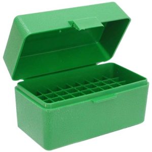 MTM AMMO BOX 22/6MM PPC & BR - 50-ROUNDS FLIP TOP STYLE GREEN